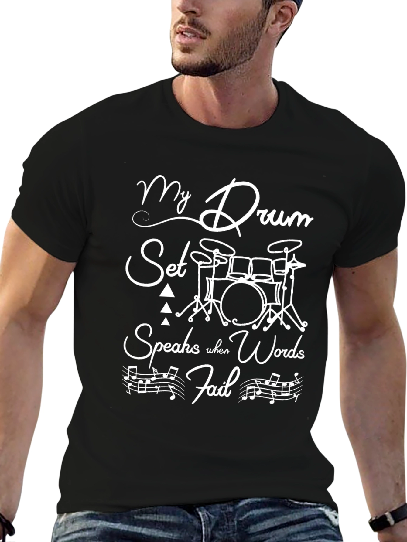 Drum Set Speaks Graphic T-Shirt