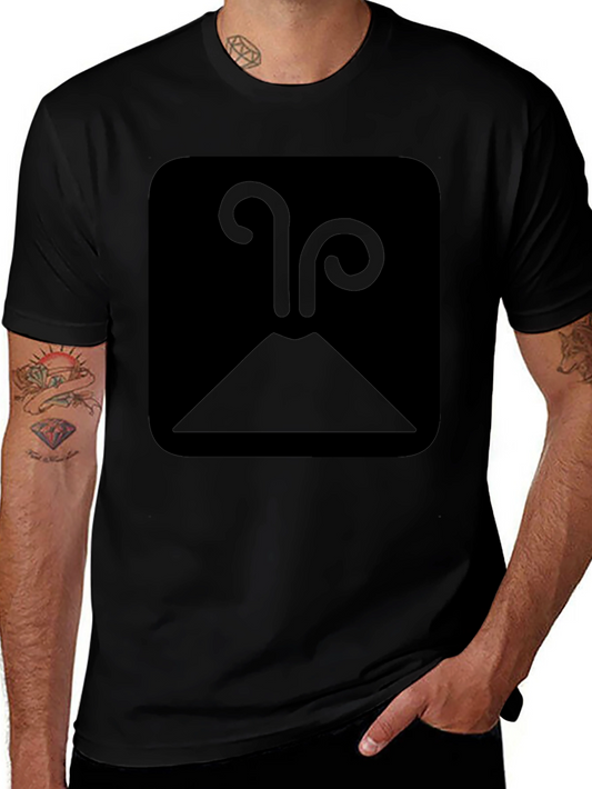 Erupting Volcano Graphic Tee - Black Cotton Casual