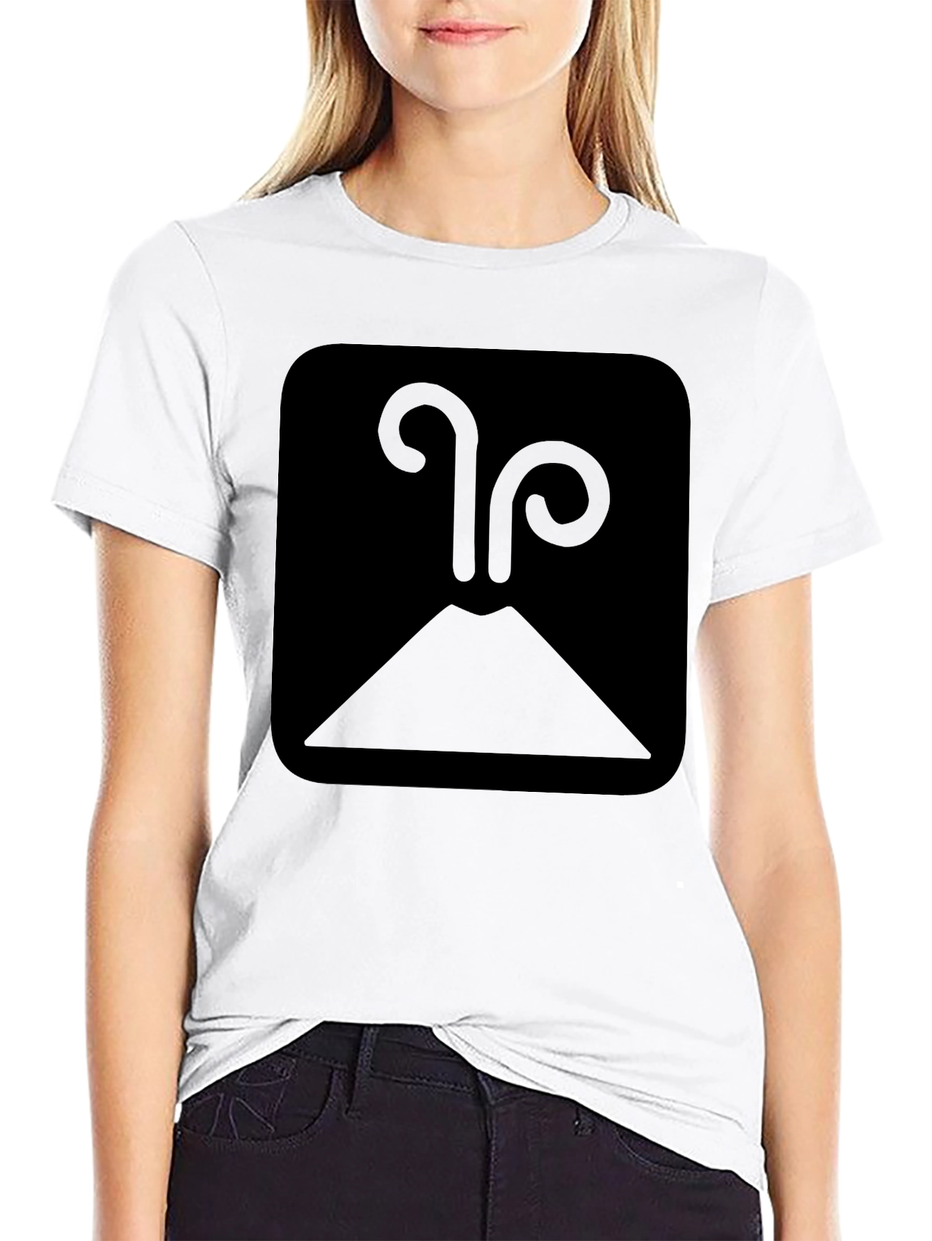 Erupting Volcano Graphic Tee - Black Cotton Casual