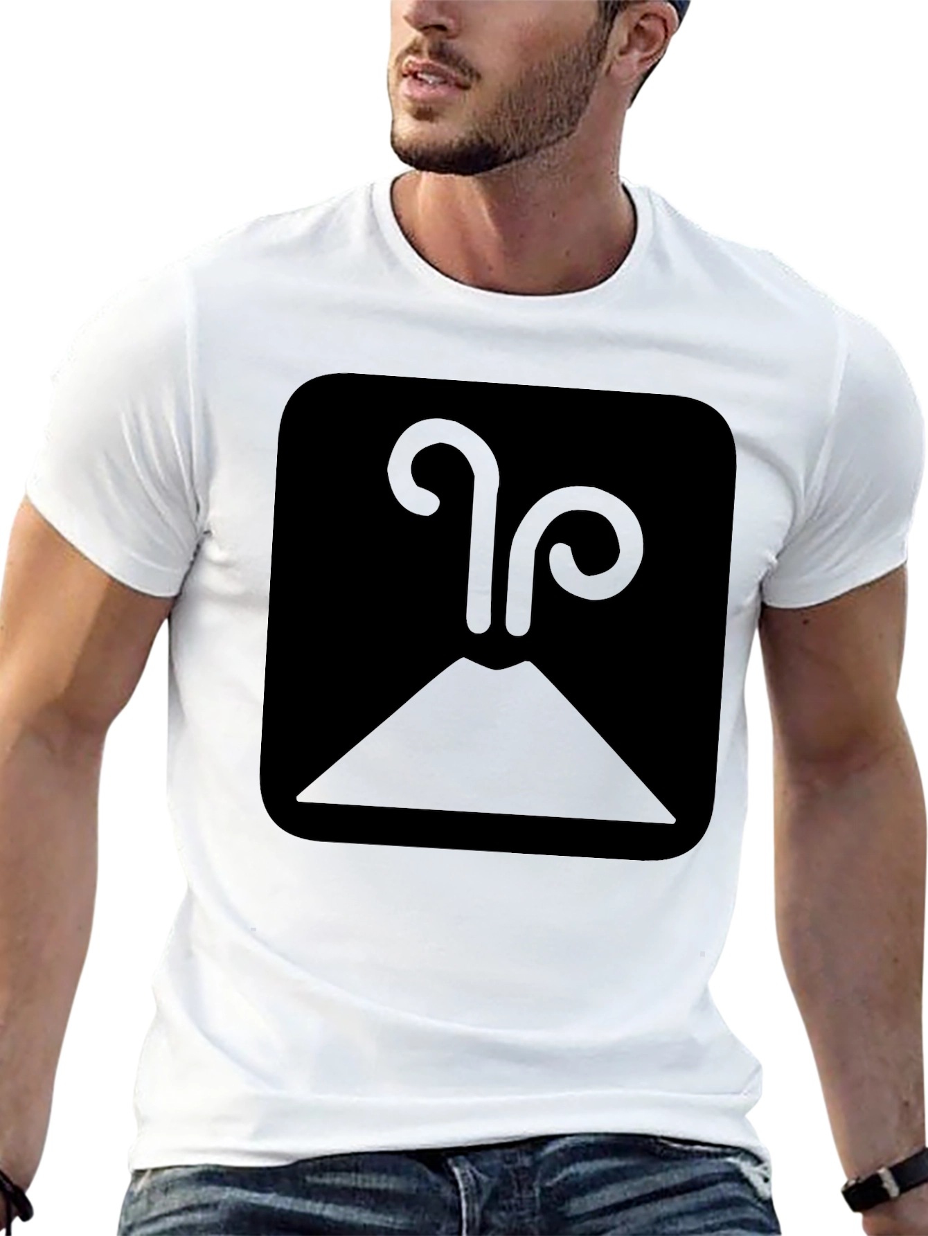 Erupting Volcano Graphic Tee - Black Cotton Casual