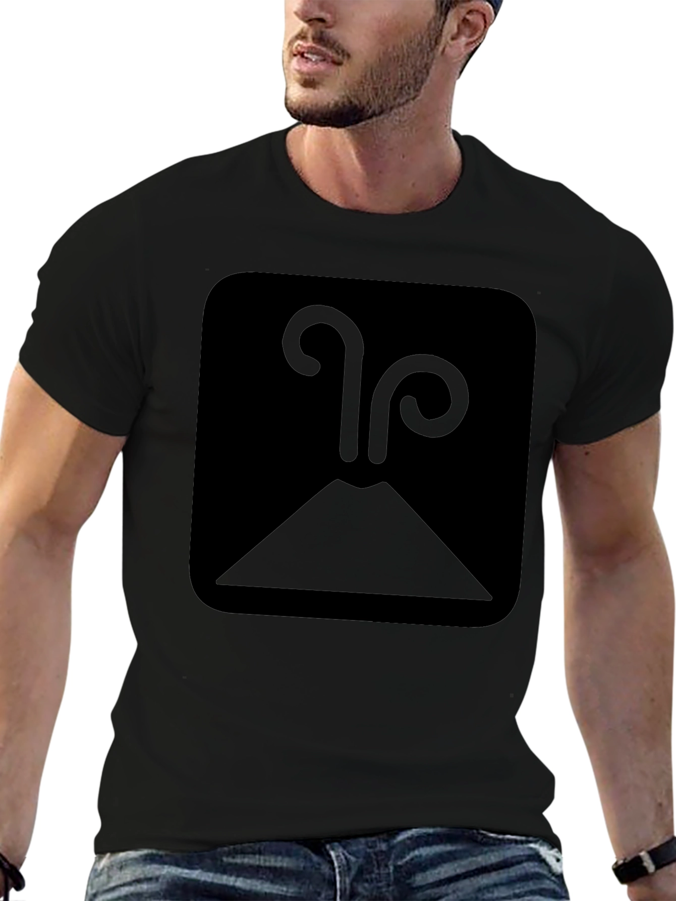 Erupting Volcano Graphic Tee - Black Cotton Casual