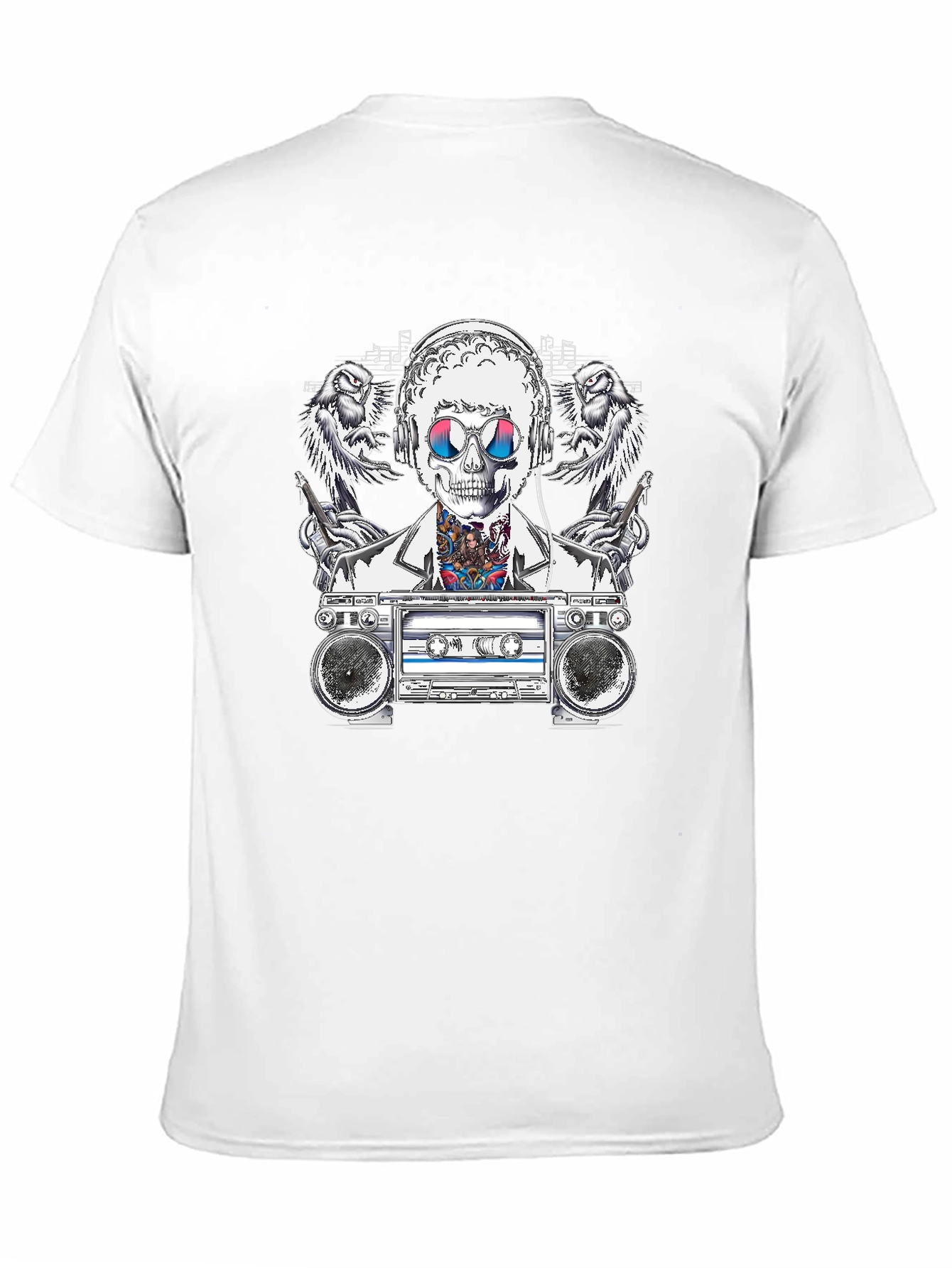 Retro Boombox Skeleton Graphic Tee