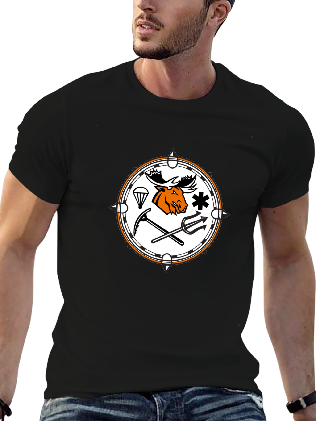 Moose Emblem Graphic T-Shirt - Classic Black Tee