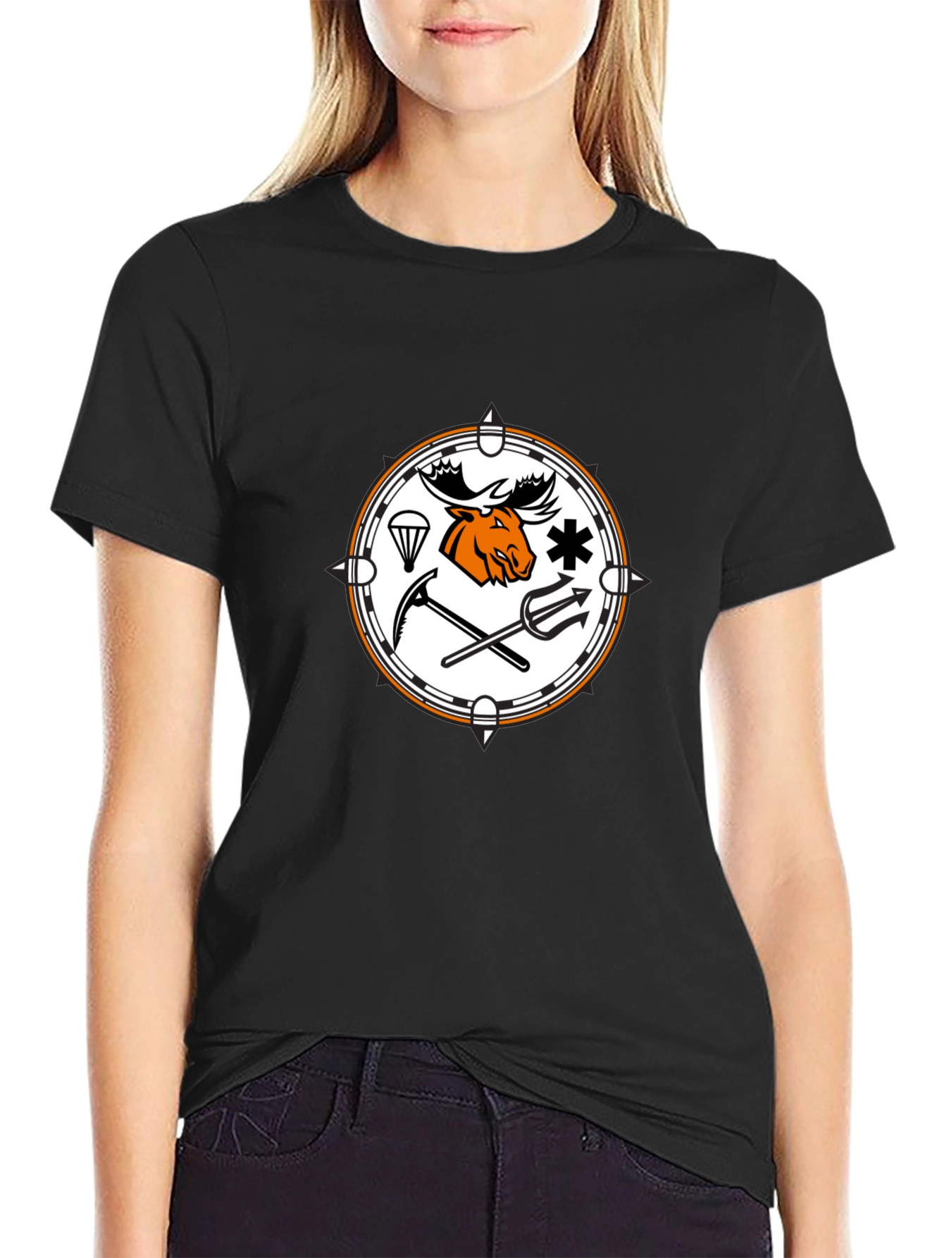 Moose Emblem Graphic T-Shirt - Classic Black Tee