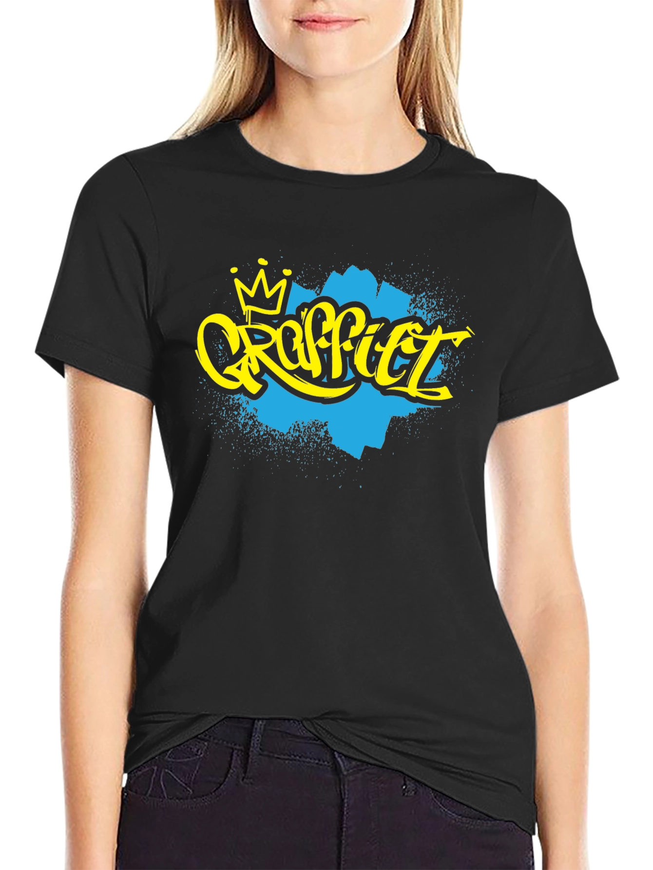 Graffiti Art Crown Black T-Shirt
