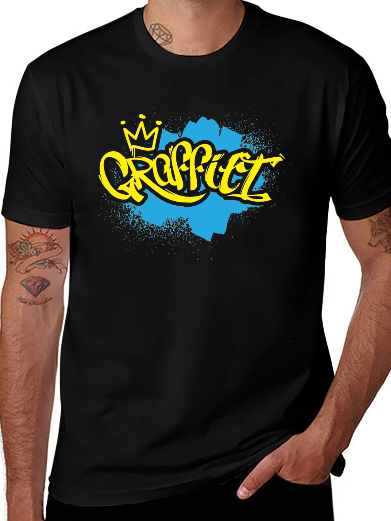 Graffiti Art Crown Black T-Shirt