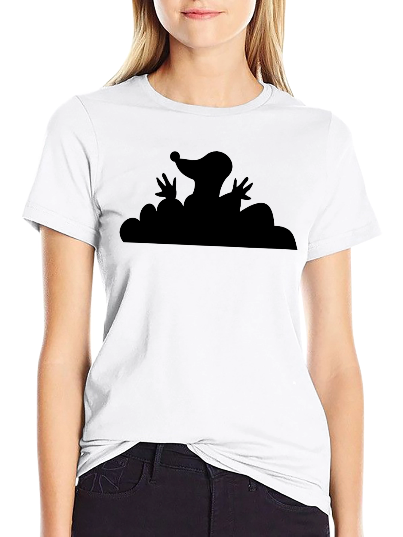 Mole Cartoon Graphic Tee - Black T-Shirt