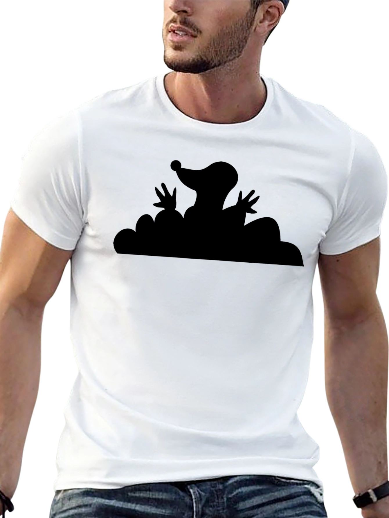 Mole Cartoon Graphic Tee - Black T-Shirt