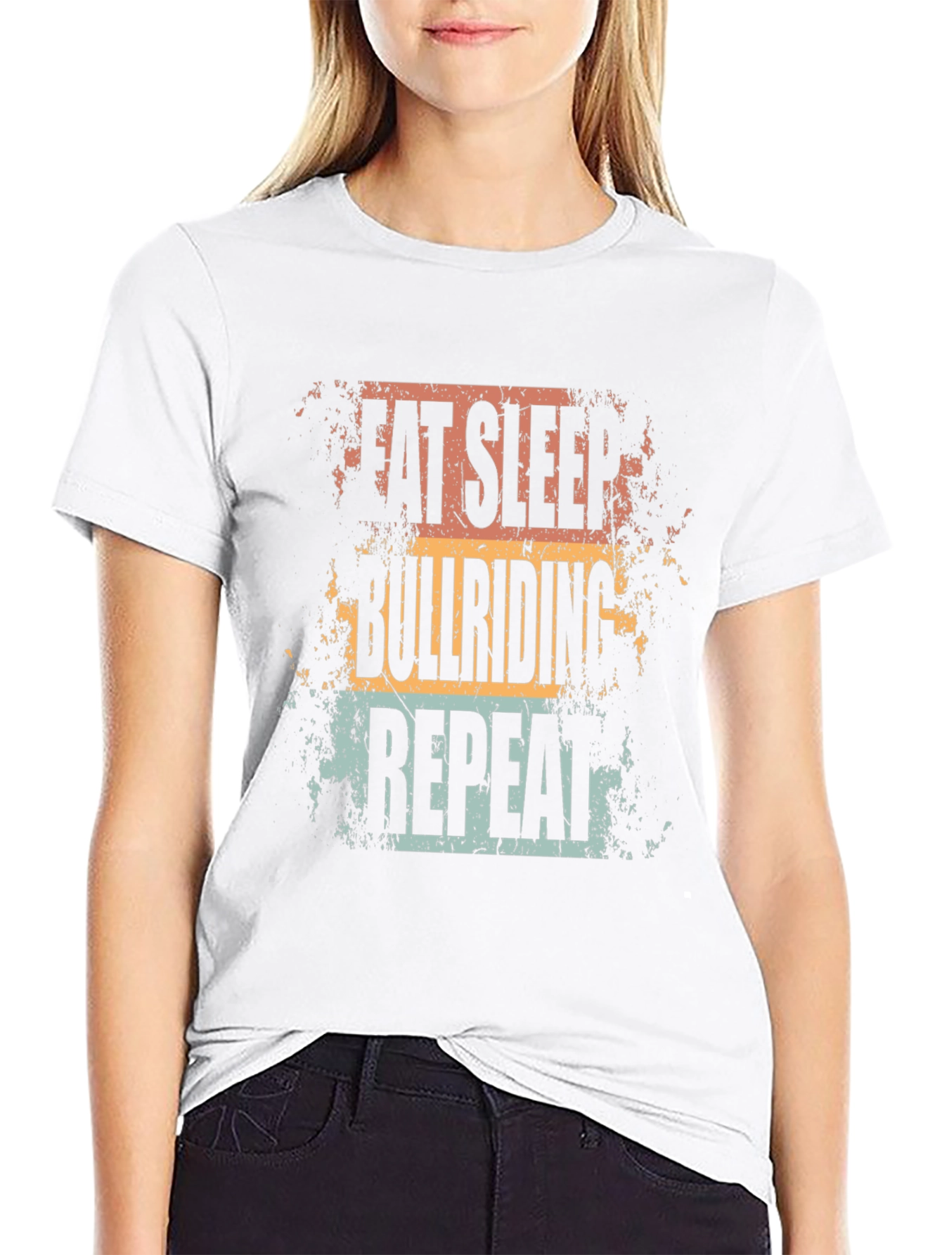 Eat Sleep Bull Riding Repeat Black T-Shirt