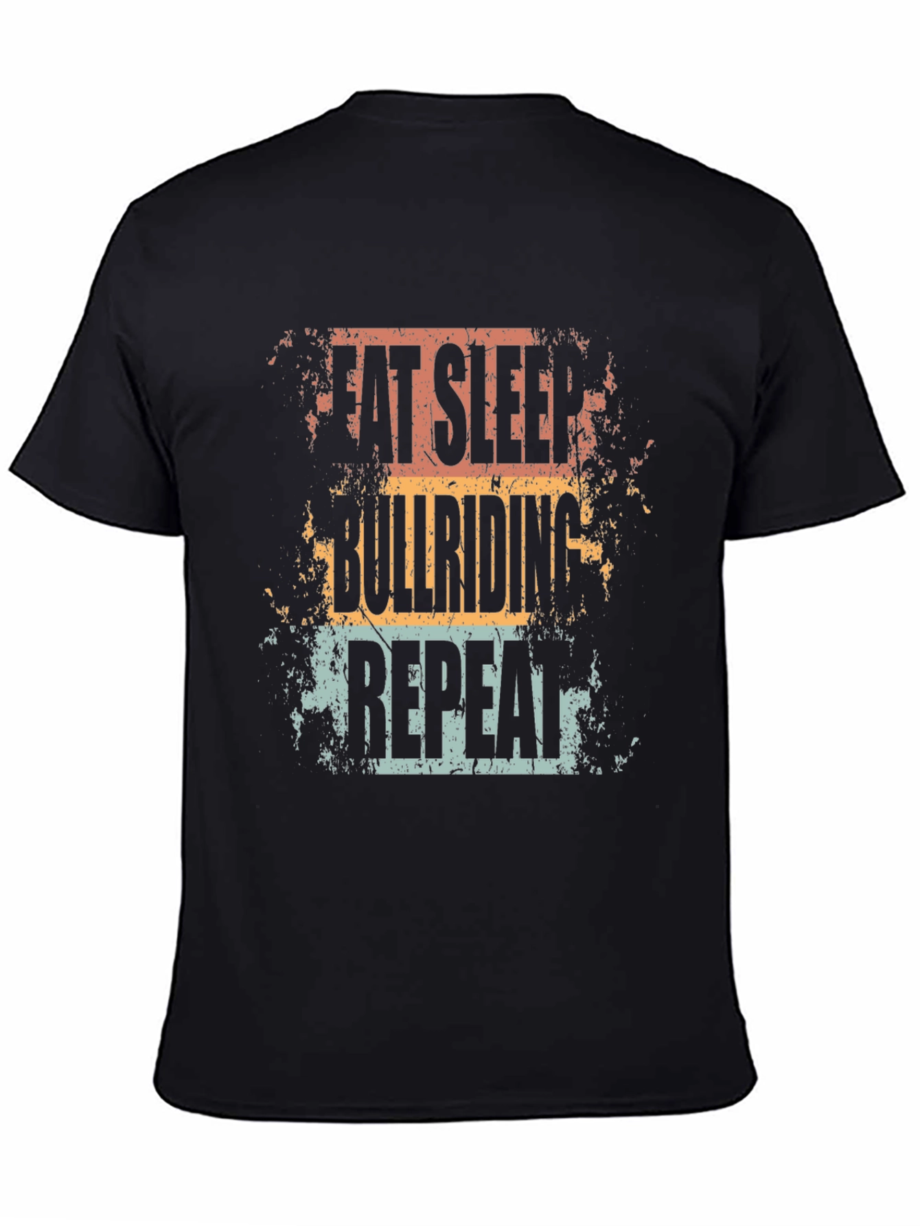 Eat Sleep Bull Riding Repeat Black T-Shirt