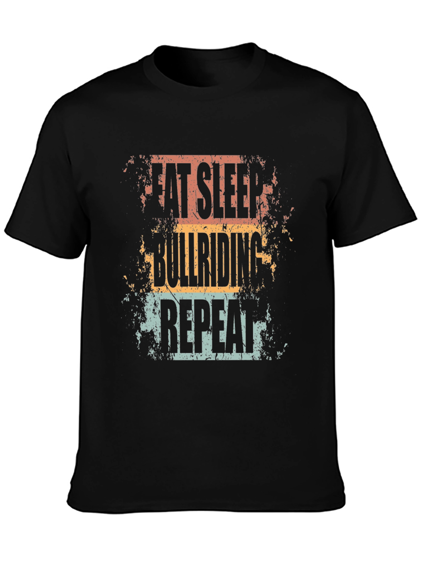 Eat Sleep Bull Riding Repeat Black T-Shirt