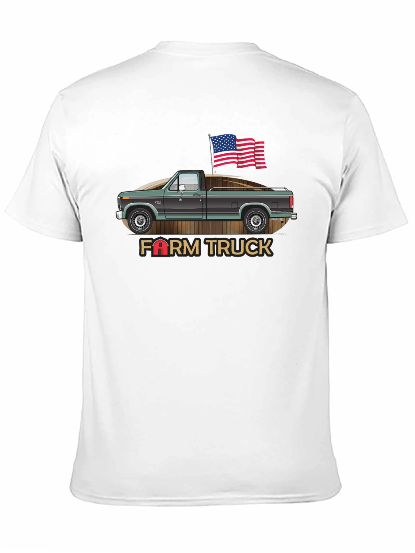 Farm Truck Graphic Tee Patriotic USA American Flag