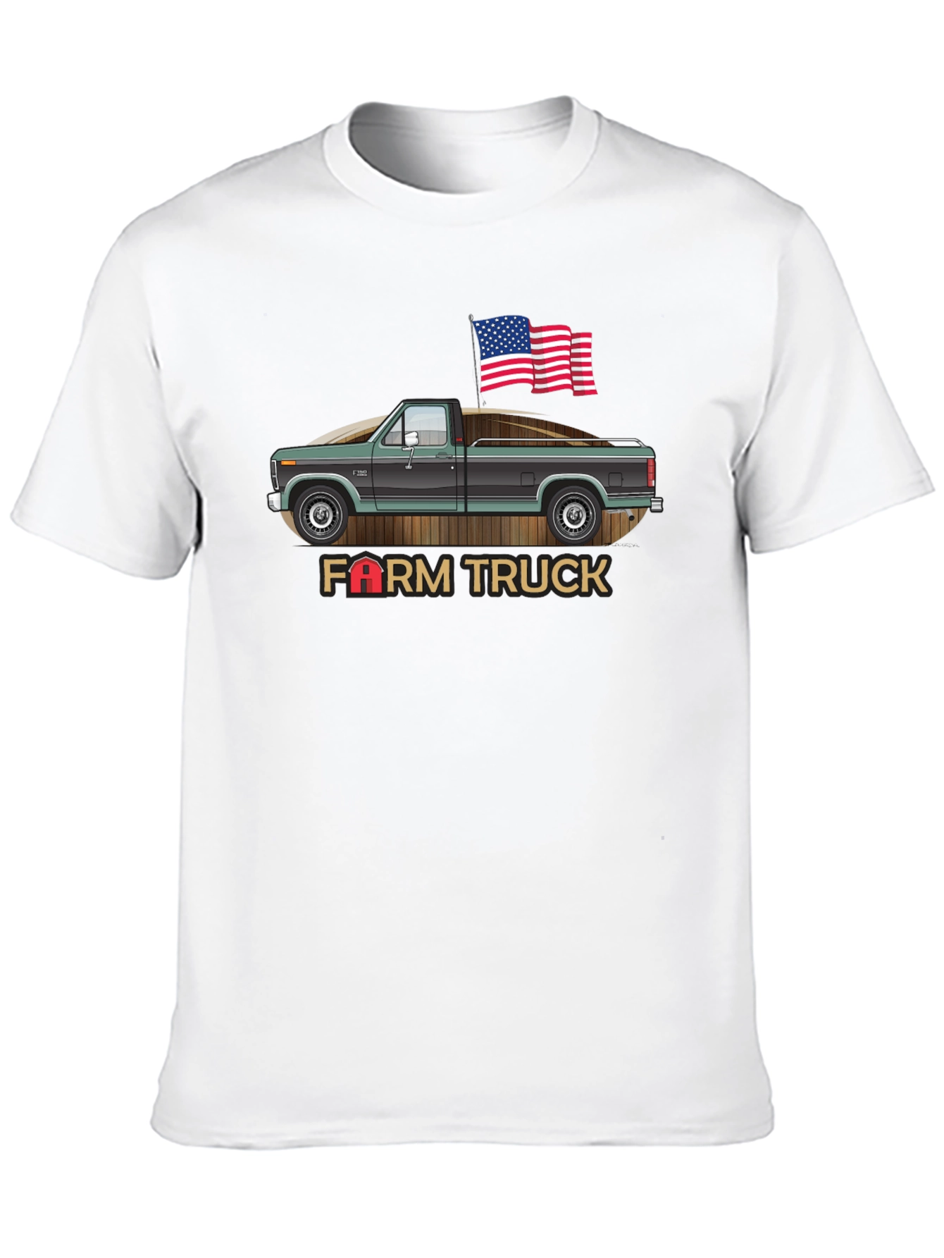 Farm Truck Graphic Tee Patriotic USA American Flag