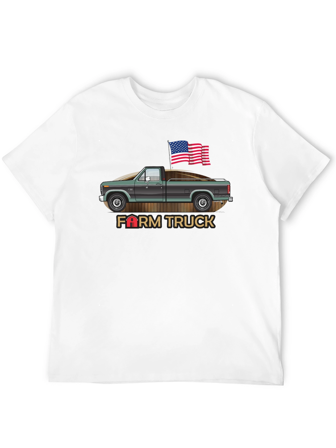 Farm Truck Graphic Tee Patriotic USA American Flag