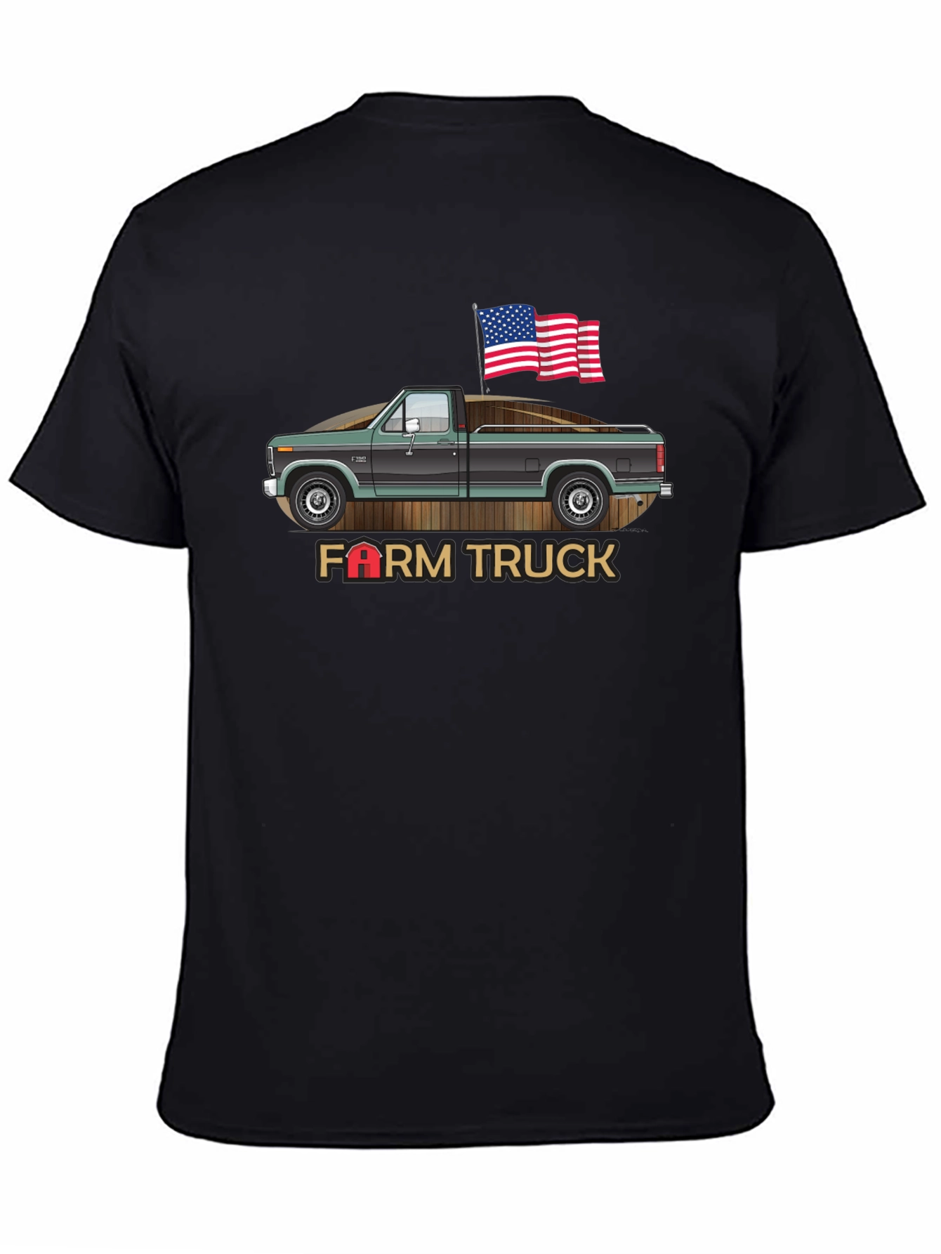 Farm Truck Graphic Tee Patriotic USA American Flag