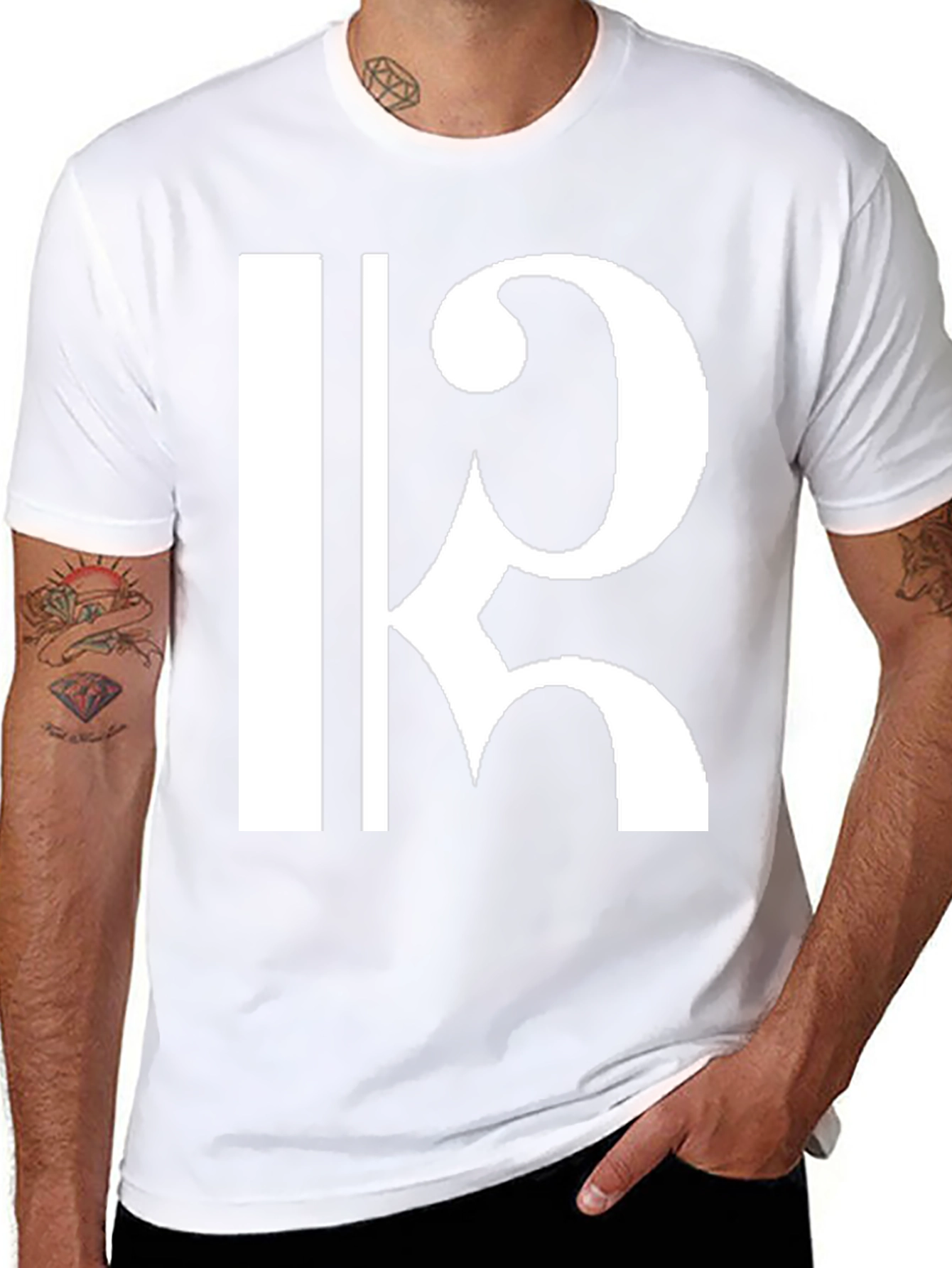 Stylish Black T-Shirt with White K Letter Design
