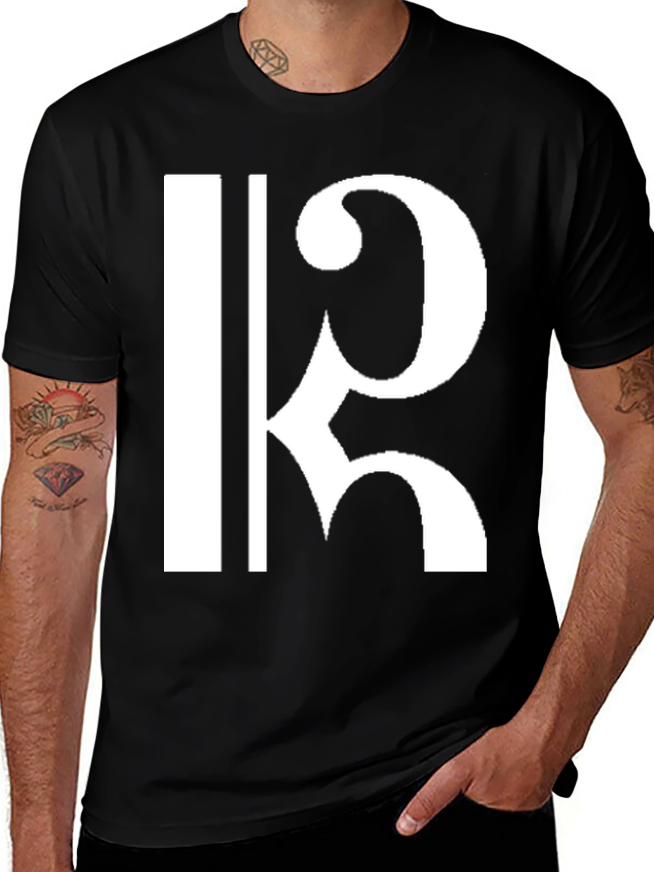 Stylish Black T-Shirt with White K Letter Design