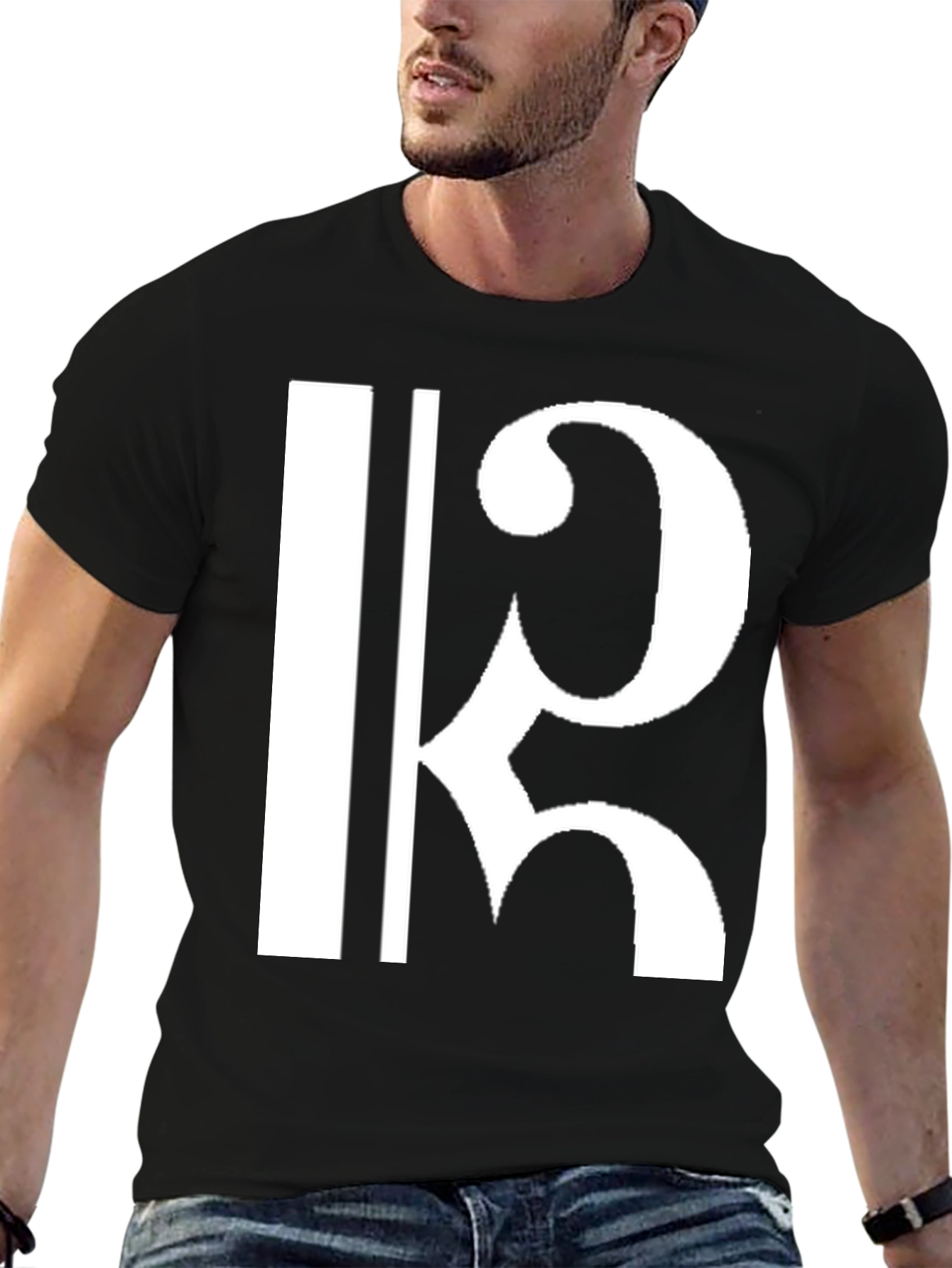 Stylish Black T-Shirt with White K Letter Design