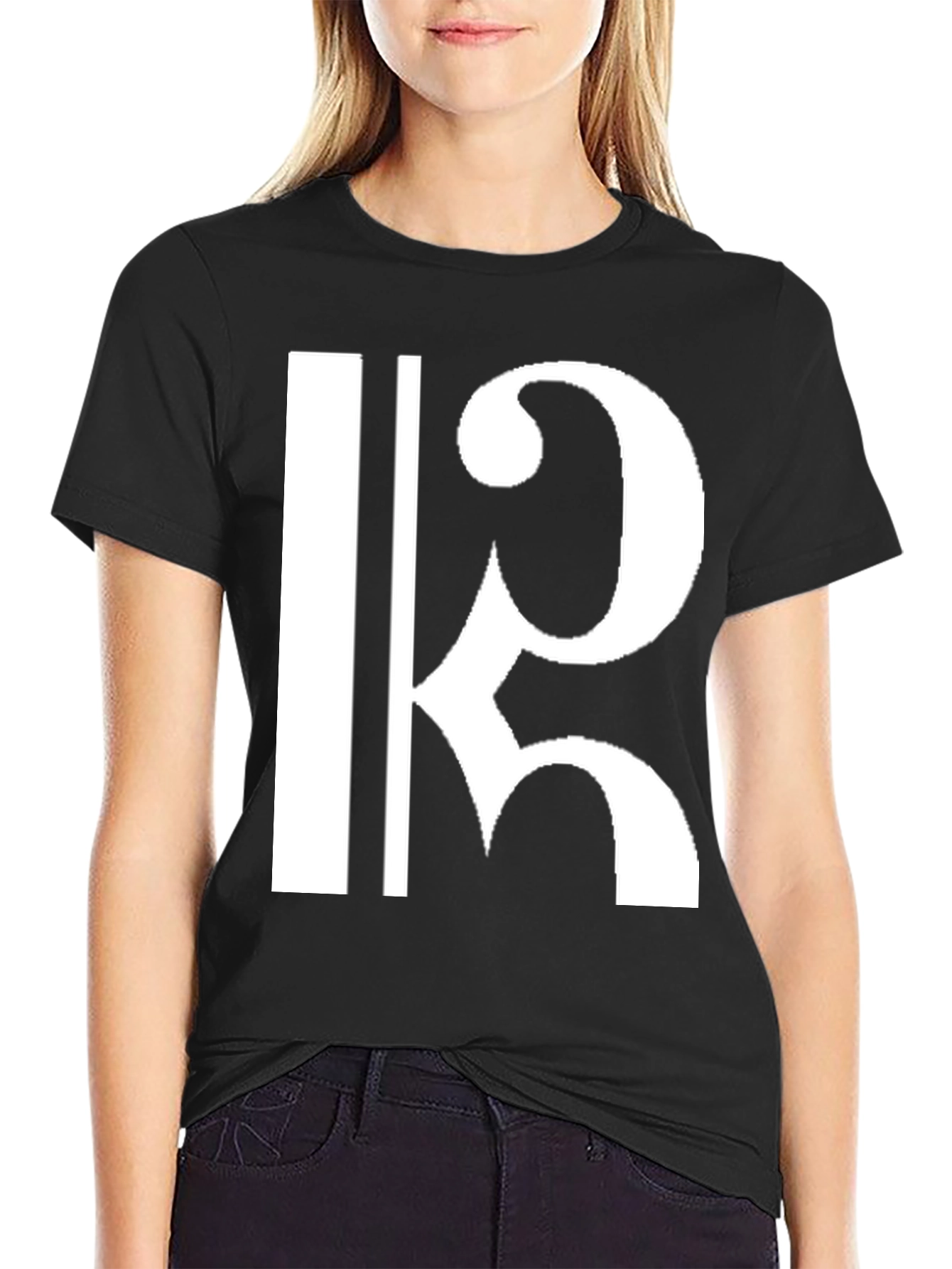 Stylish Black T-Shirt with White K Letter Design