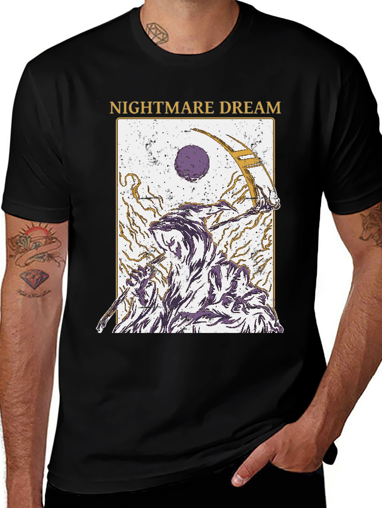 Nightmare Dream Graphic Print Black T-Shirt