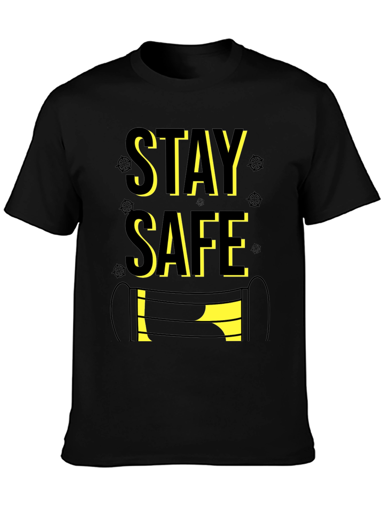Stay Safe Graphic Tee - Black Cotton Blend