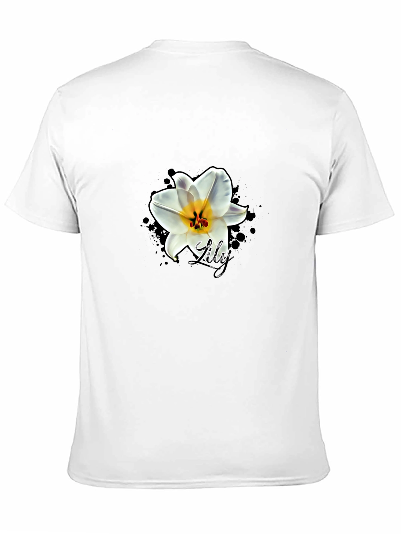 Black T-Shirt with Lily Graphic