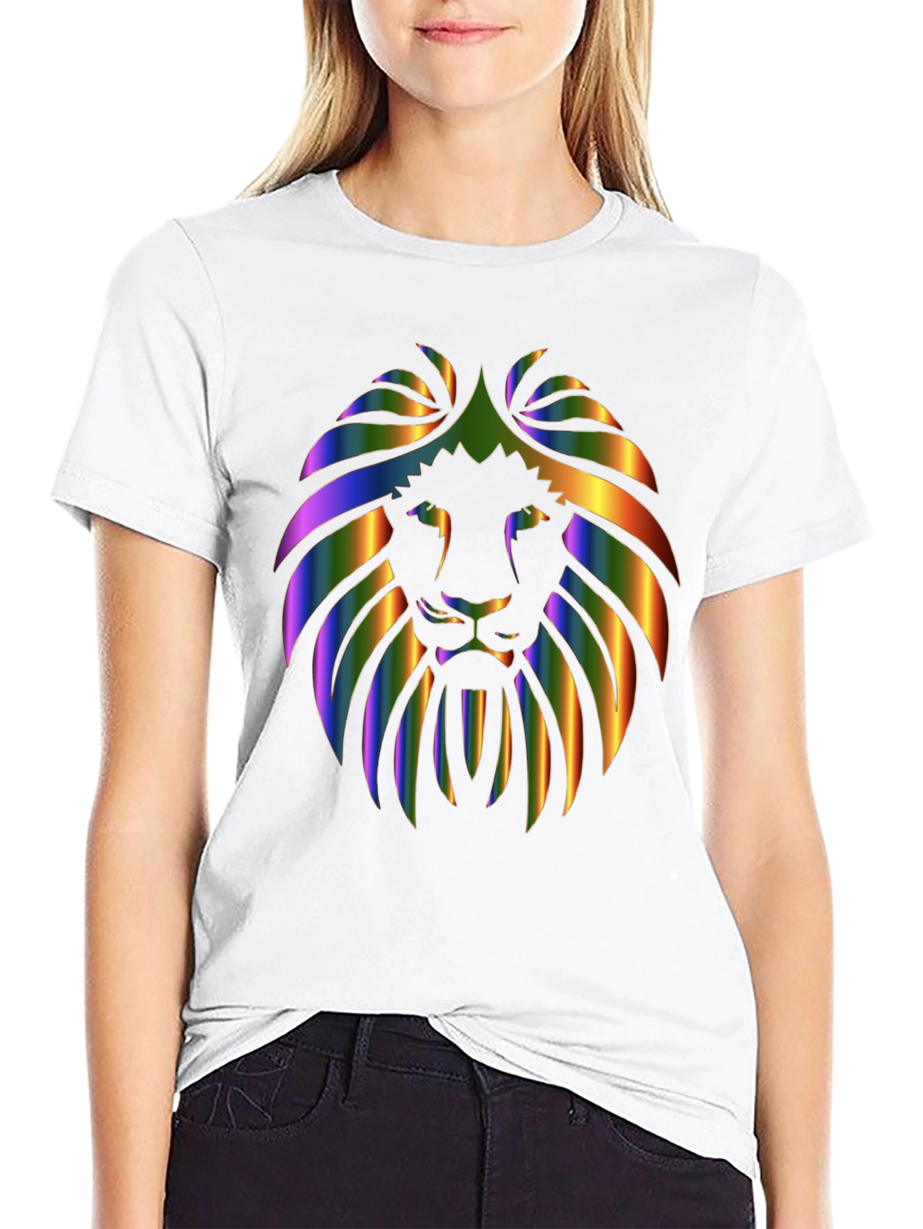 Rainbow Lion Graphic Black T-Shirt