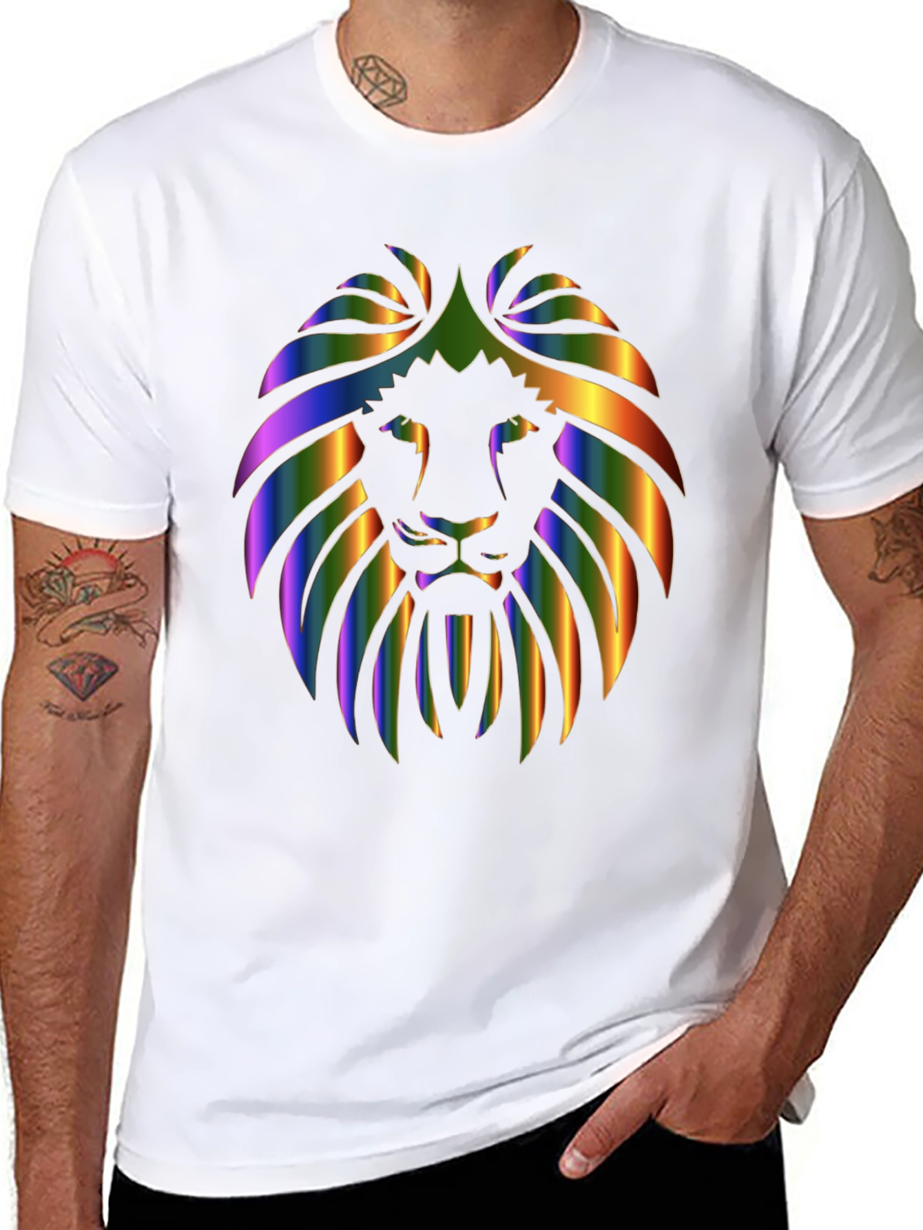 Rainbow Lion Graphic Black T-Shirt
