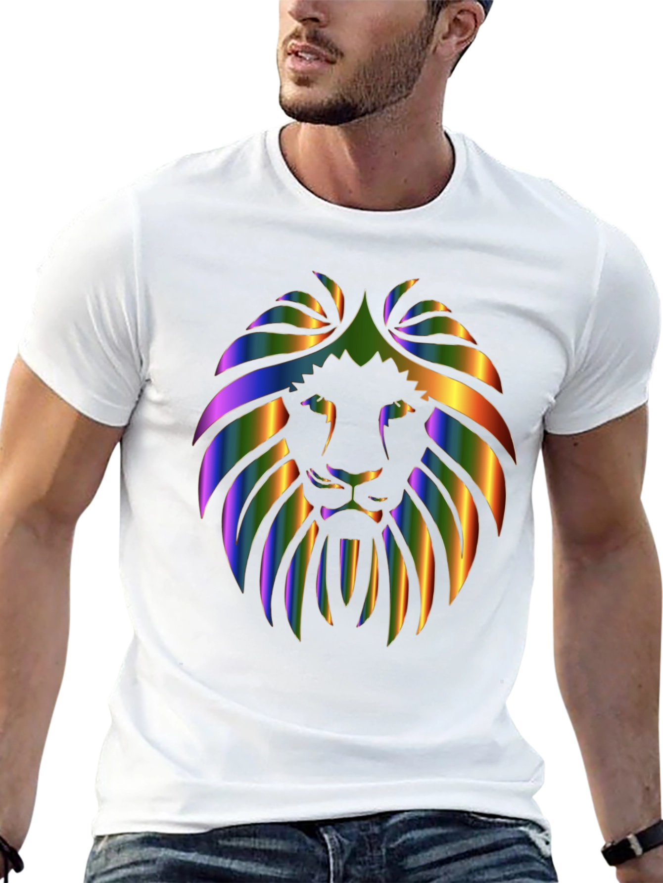 Rainbow Lion Graphic Black T-Shirt