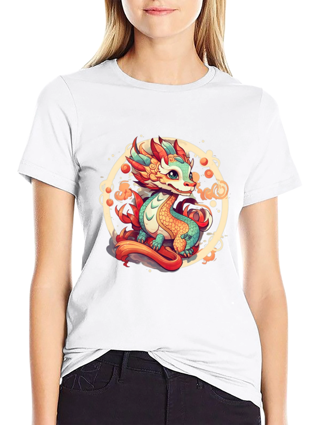 Cute Dragon Graphic Tee - Black T-Shirt