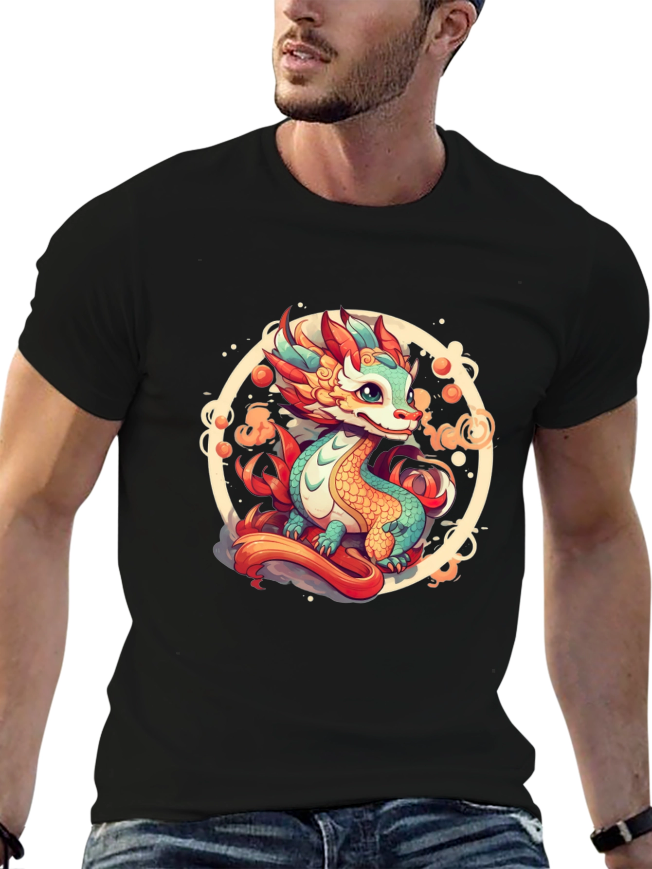 Cute Dragon Graphic Tee - Black T-Shirt