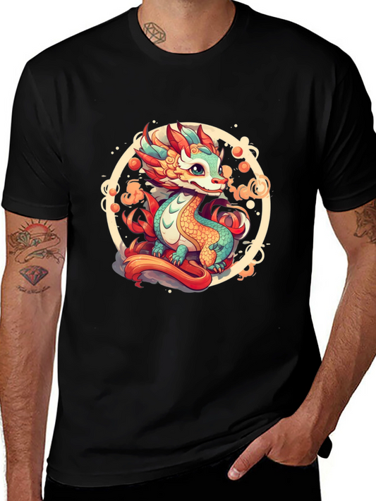 Cute Dragon Graphic Tee - Black T-Shirt