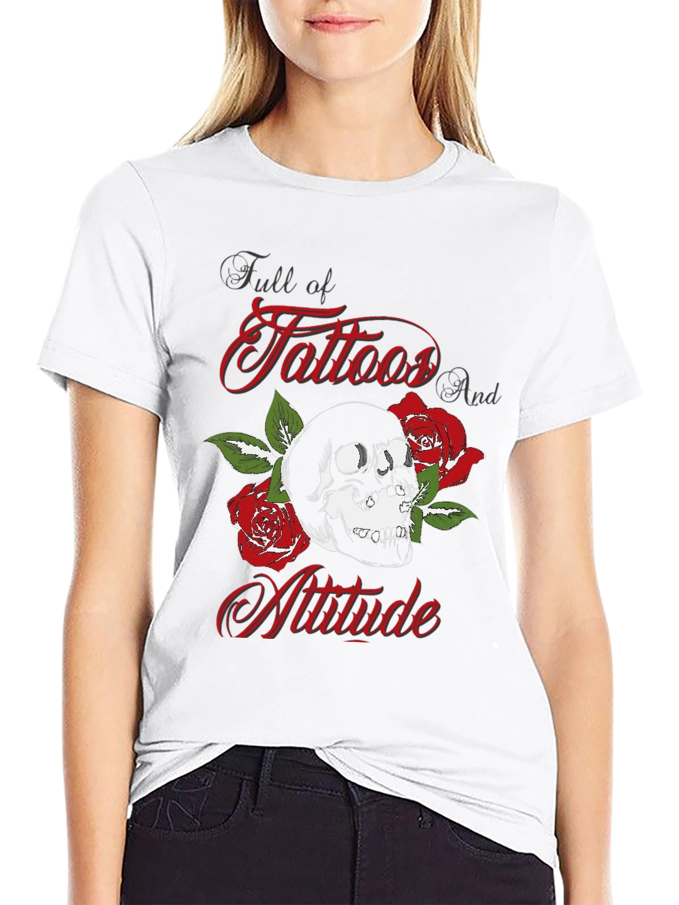 Skull & Roses Graphic T-Shirt - Tattoo Attitude