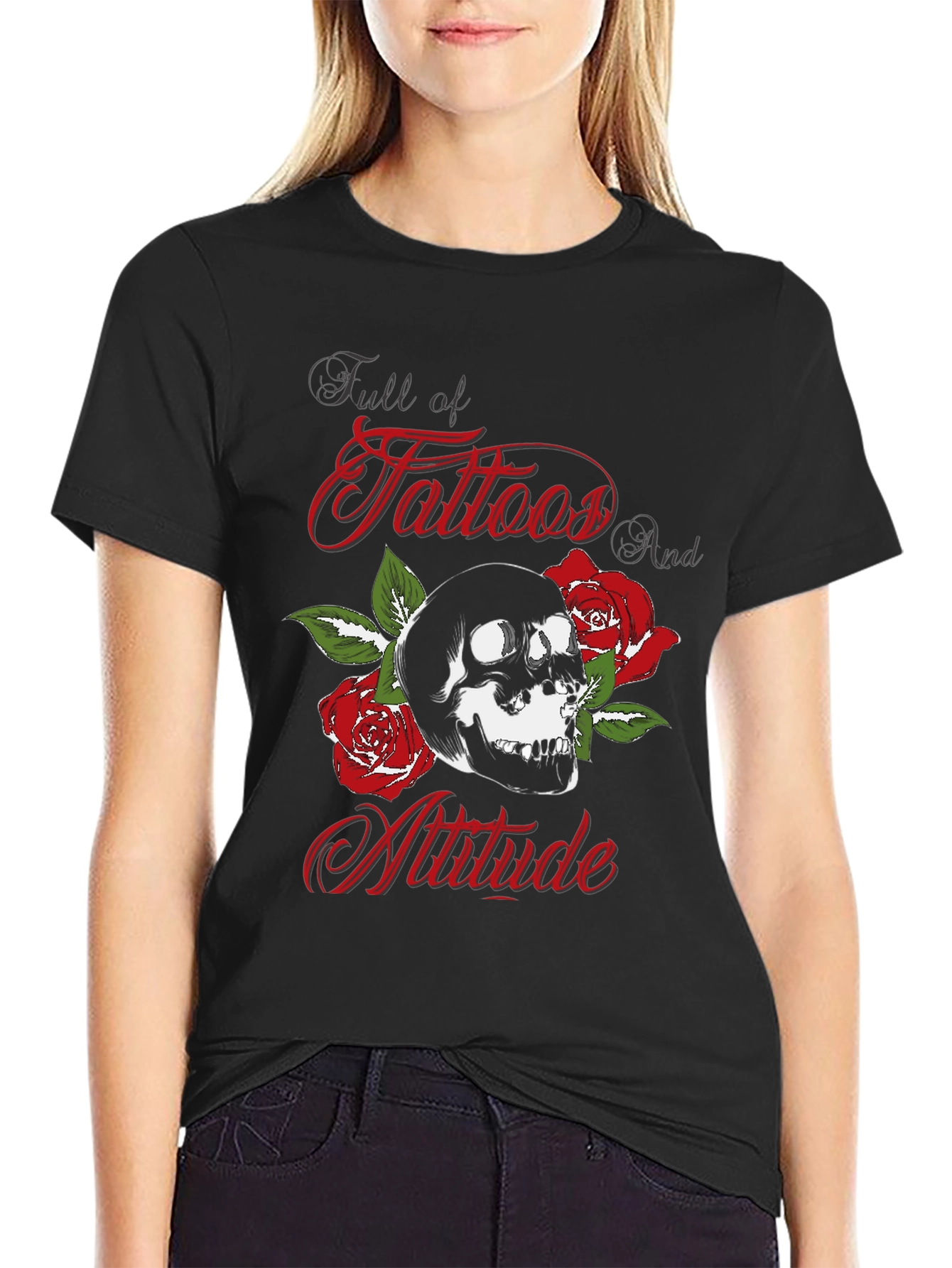 Skull & Roses Graphic T-Shirt - Tattoo Attitude