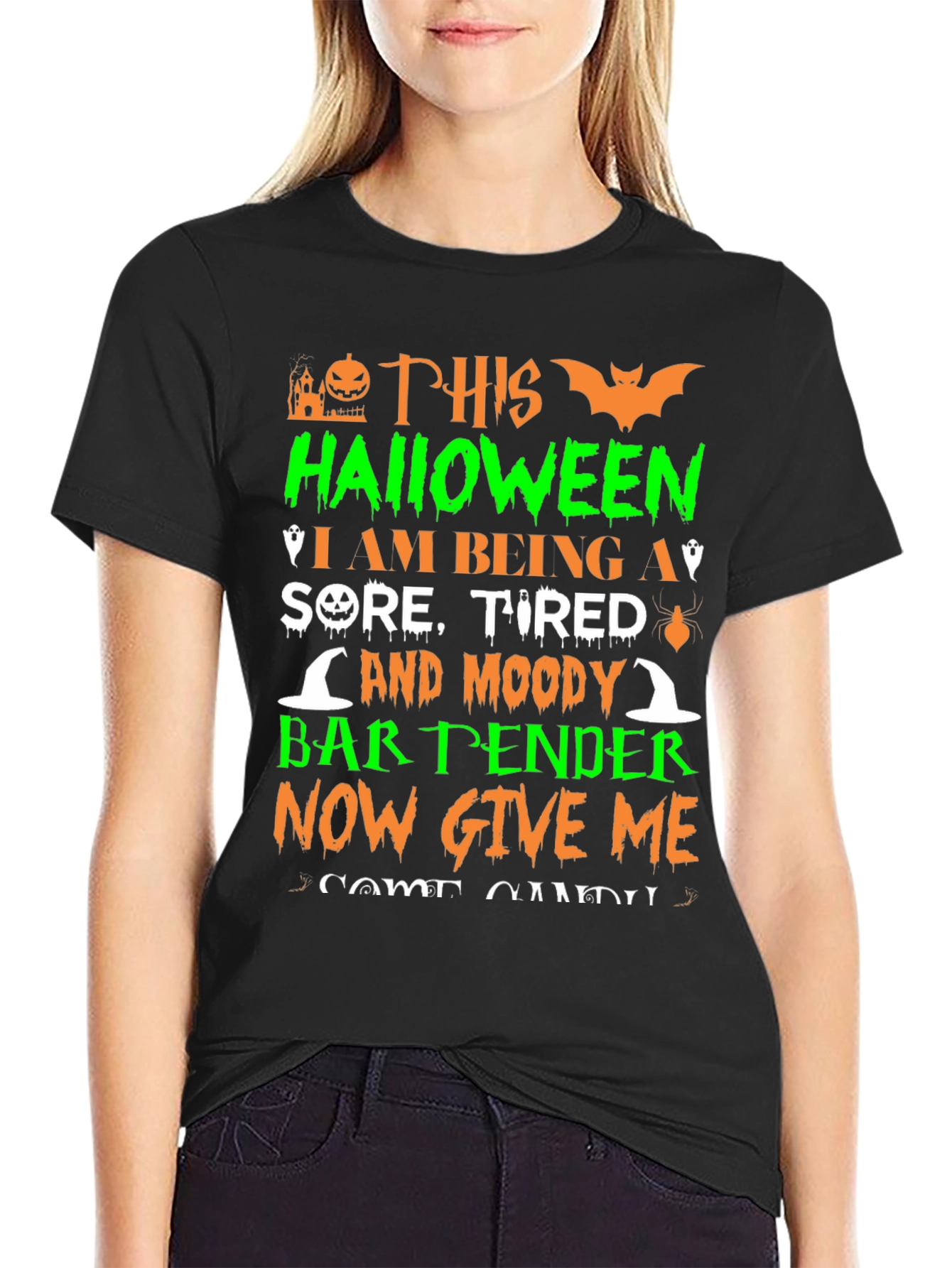 Halloween Bartender T-Shirt - Sore Tired & Moody