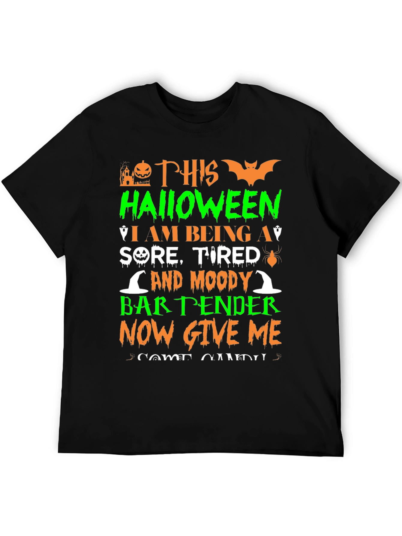 Halloween Bartender T-Shirt - Sore Tired & Moody