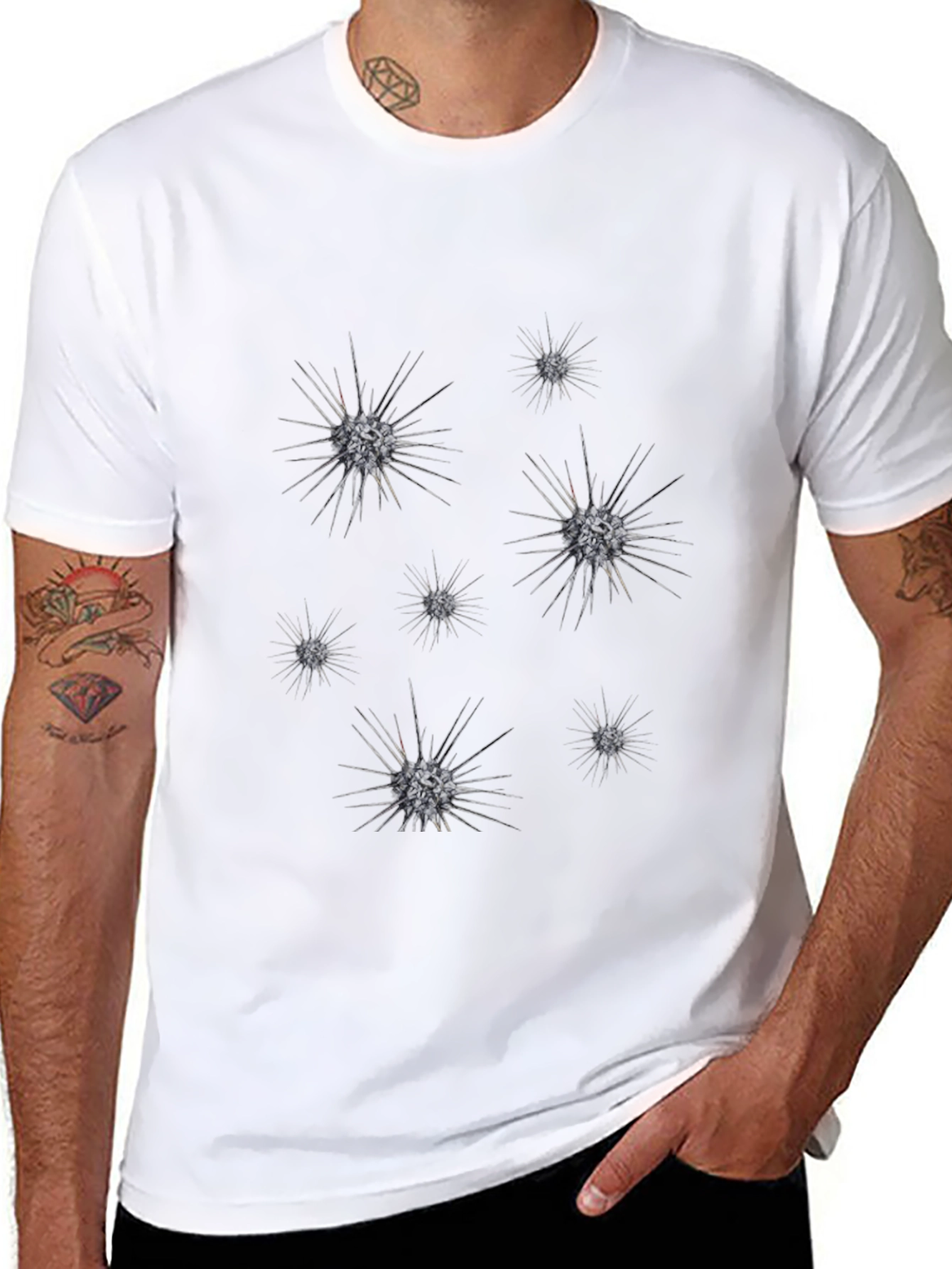 Spiky Celestial Orb Graphic Black T-Shirt