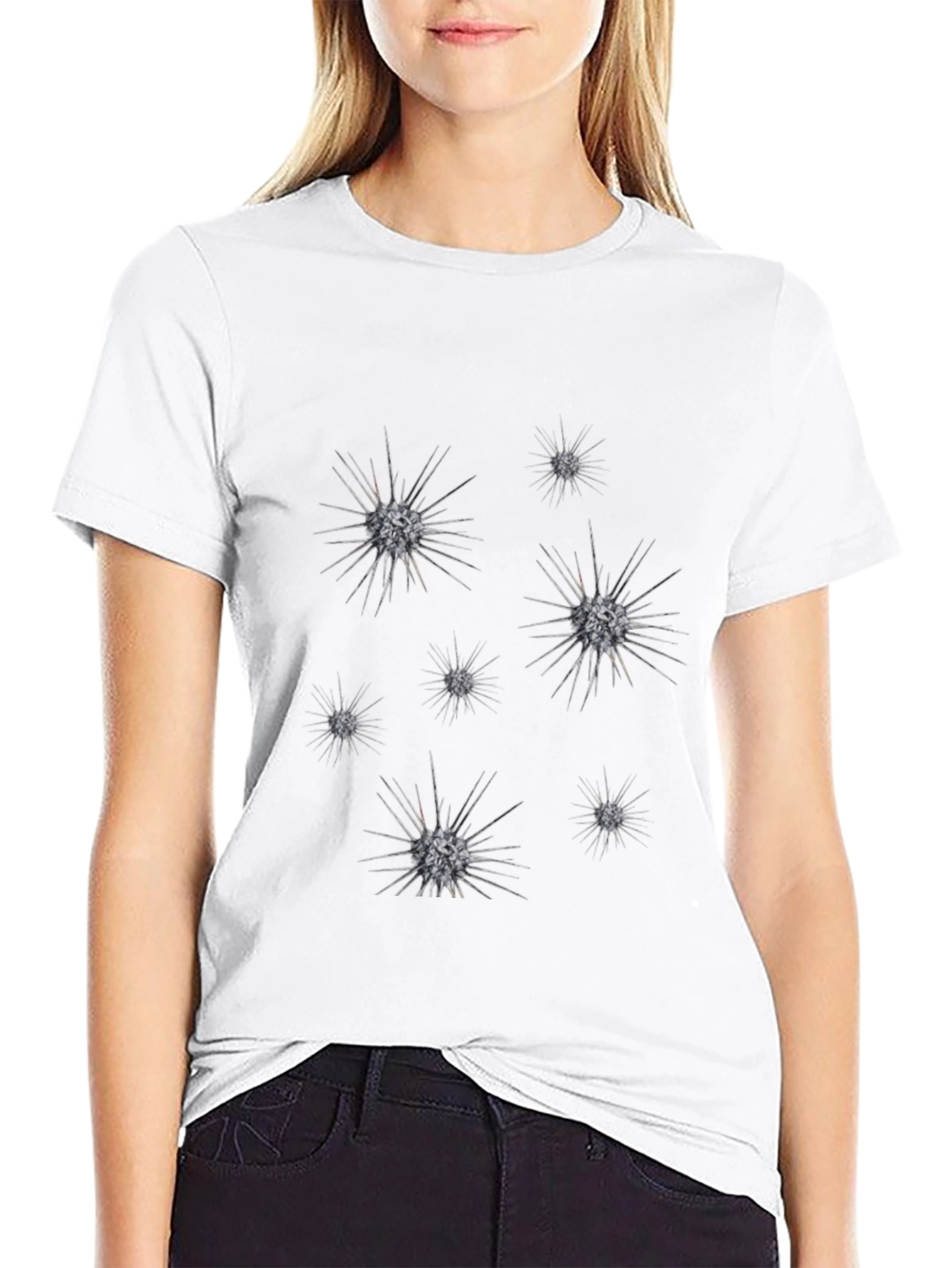 Spiky Celestial Orb Graphic Black T-Shirt