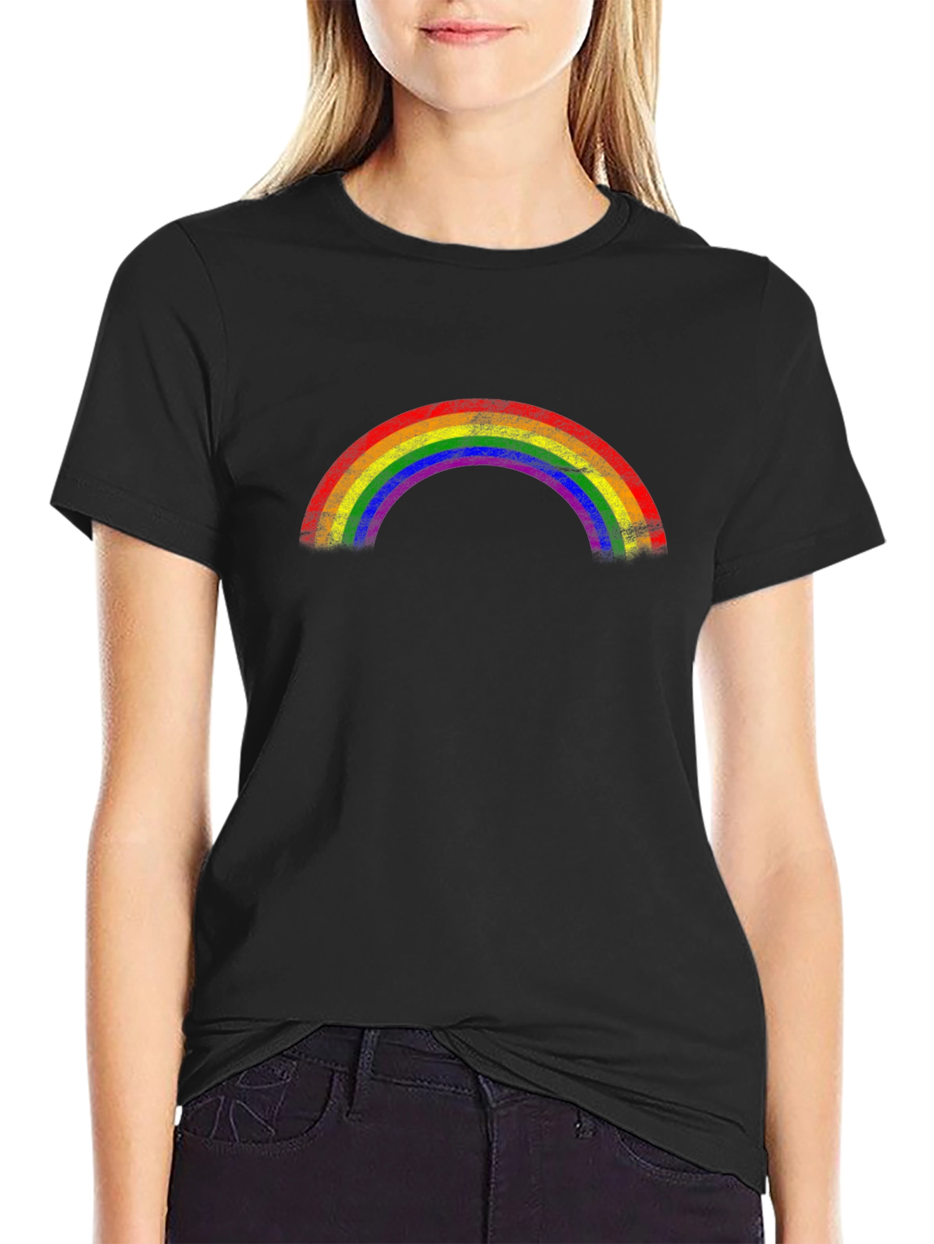 Rainbow Pride Graphic Tee - Black Cotton T-Shirt