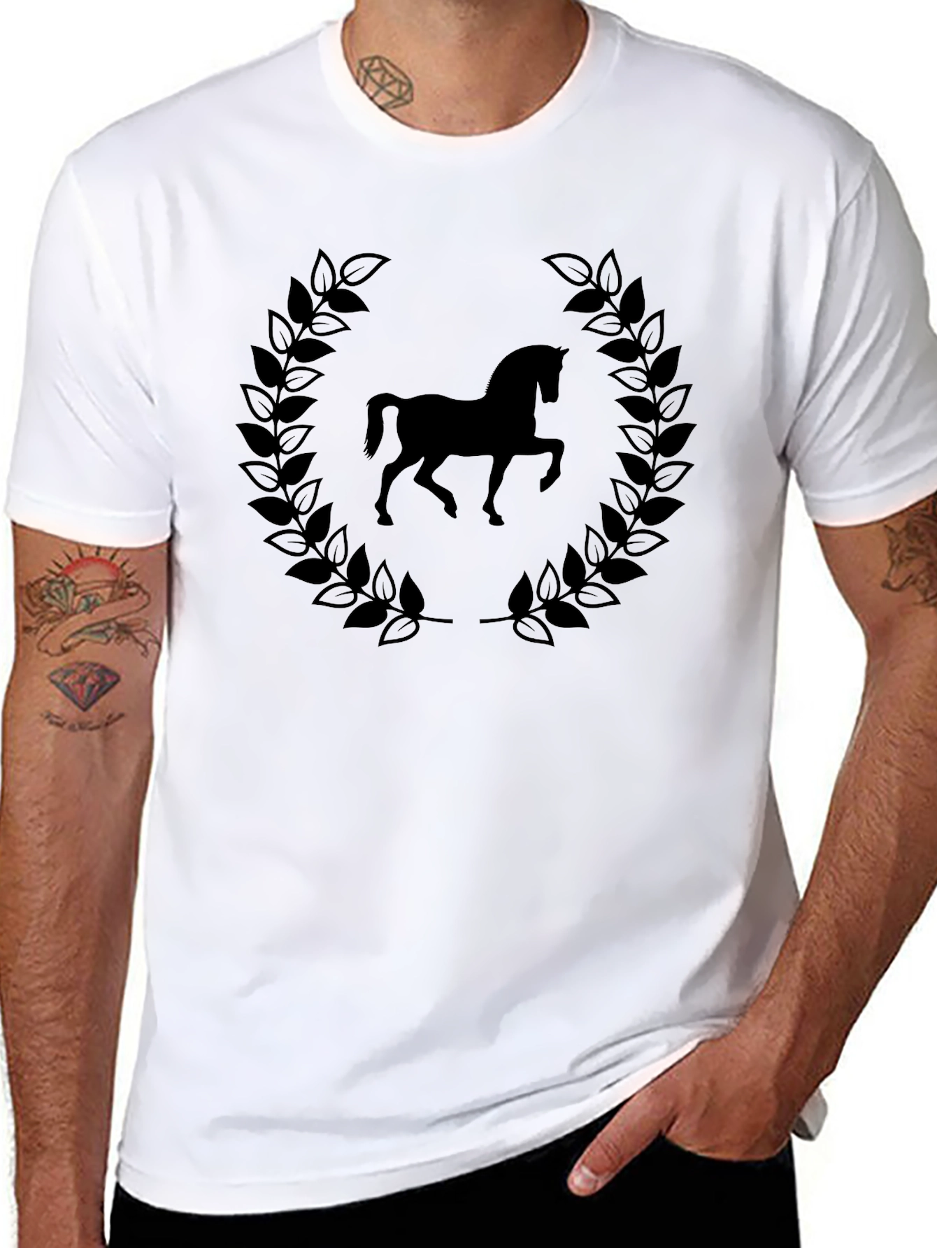 Elegant Horse Laurel Wreath T-Shirt