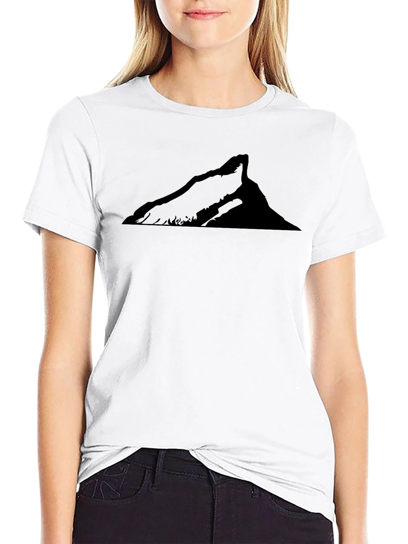 Mountain Silhouette Graphic Tee - Black Cotton Casual Shirt