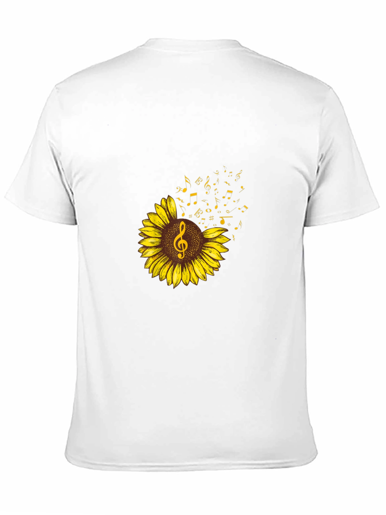 Sunflower Music Note Graphic Tee - Black Cotton Shirt