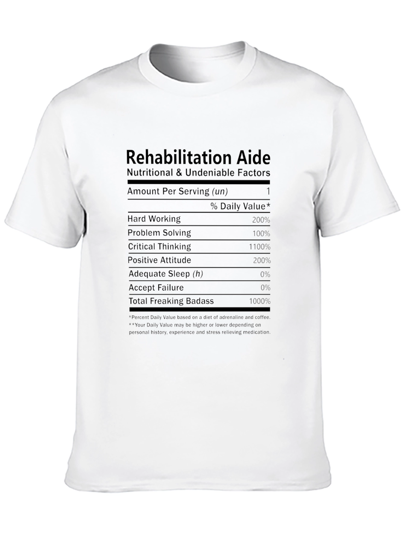 Rehabilitation Aide Nutritional Facts T-Shirt