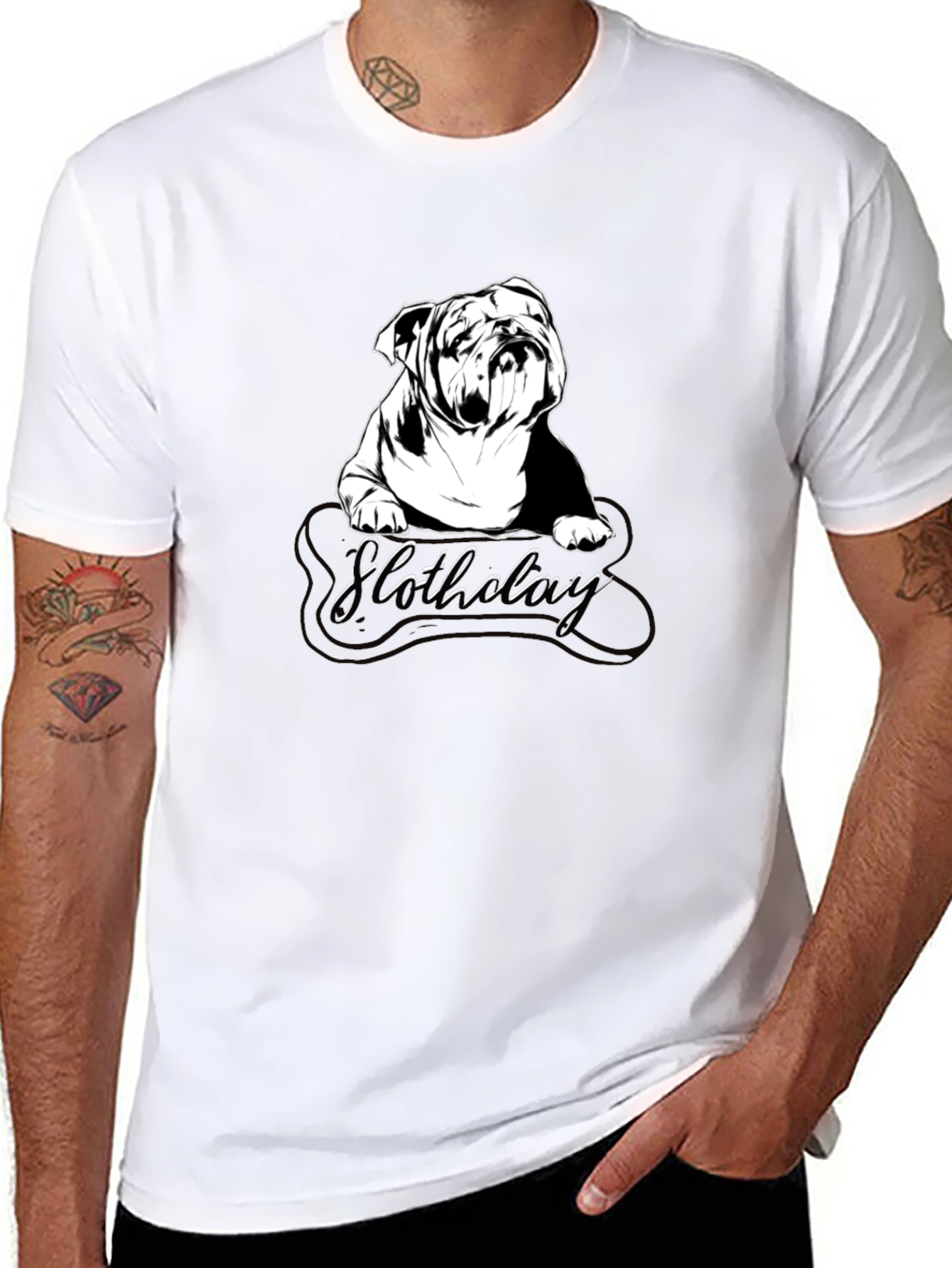 Bulldog Slothdolay Graphic Black T-Shirt