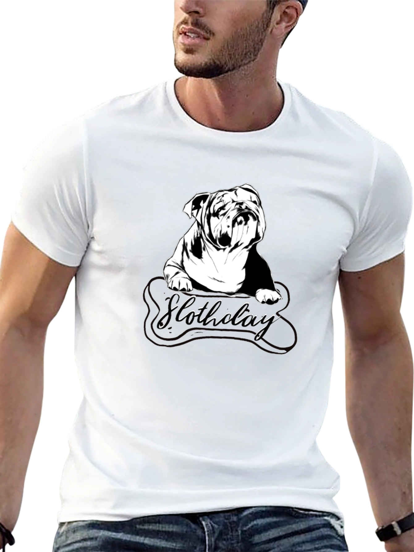 Bulldog Slothdolay Graphic Black T-Shirt