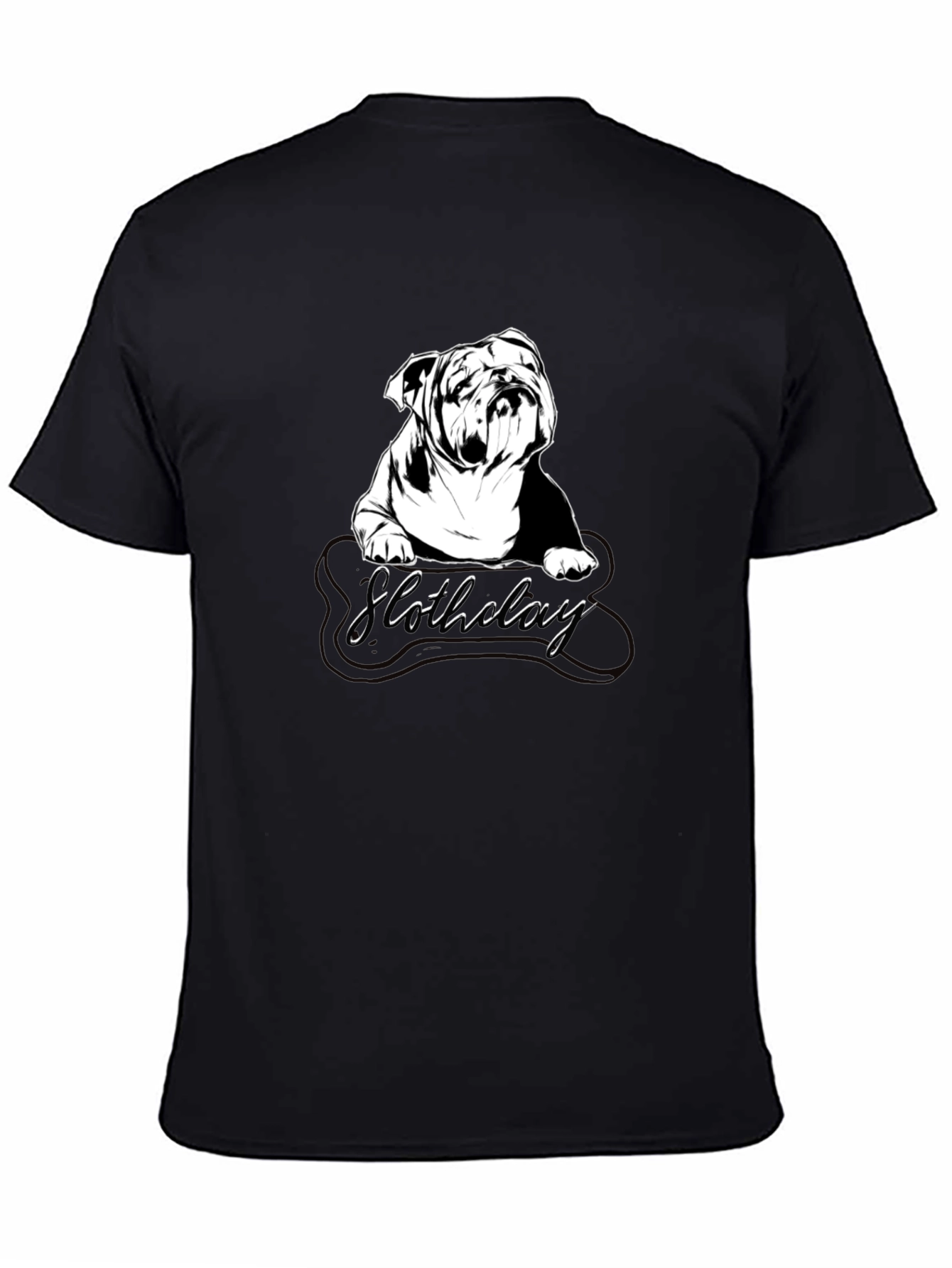 Bulldog Slothdolay Graphic Black T-Shirt