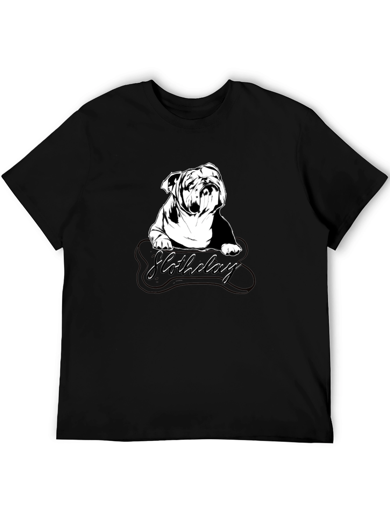 Bulldog Slothdolay Graphic Black T-Shirt