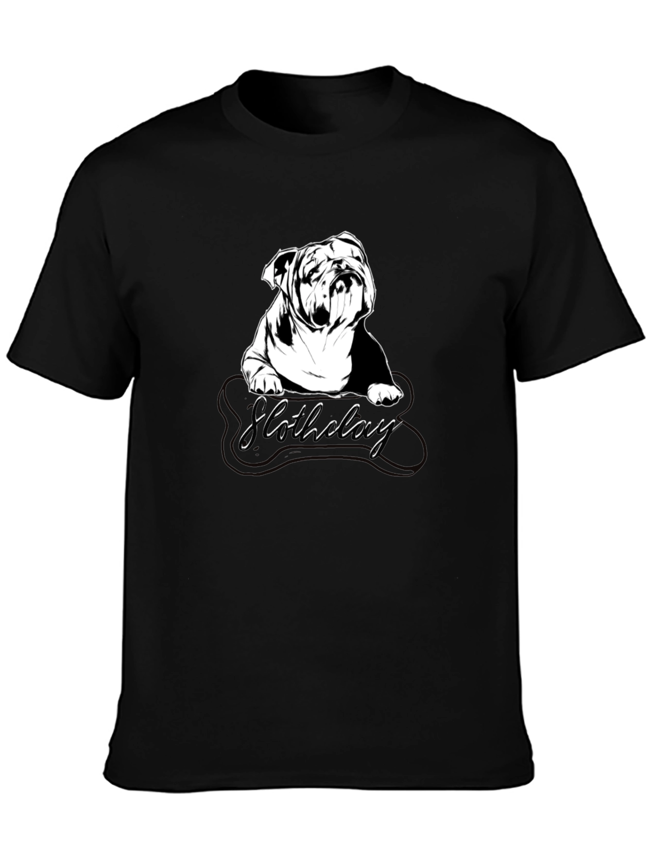 Bulldog Slothdolay Graphic Black T-Shirt