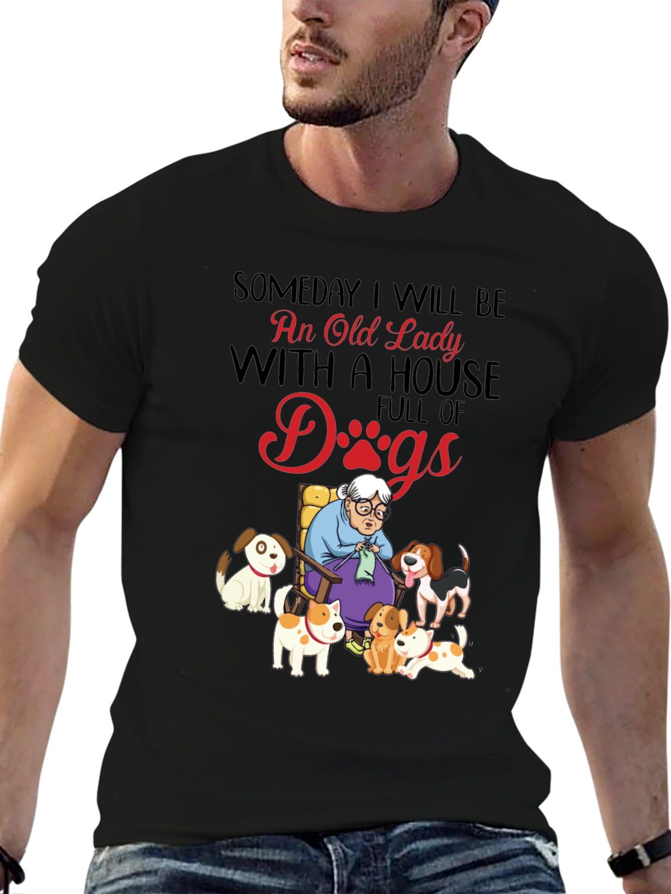 Old Lady With Dogs Graphic T-Shirt