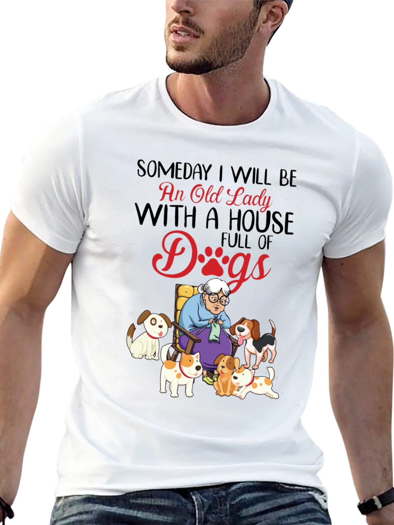 Old Lady With Dogs Graphic T-Shirt